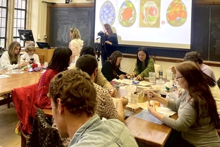 Students make east eggs in the Ukrainian style.