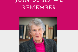 Invitation for Clark Memorial with her headshot.