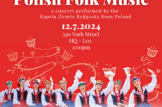 Polish dancers and information about the event.